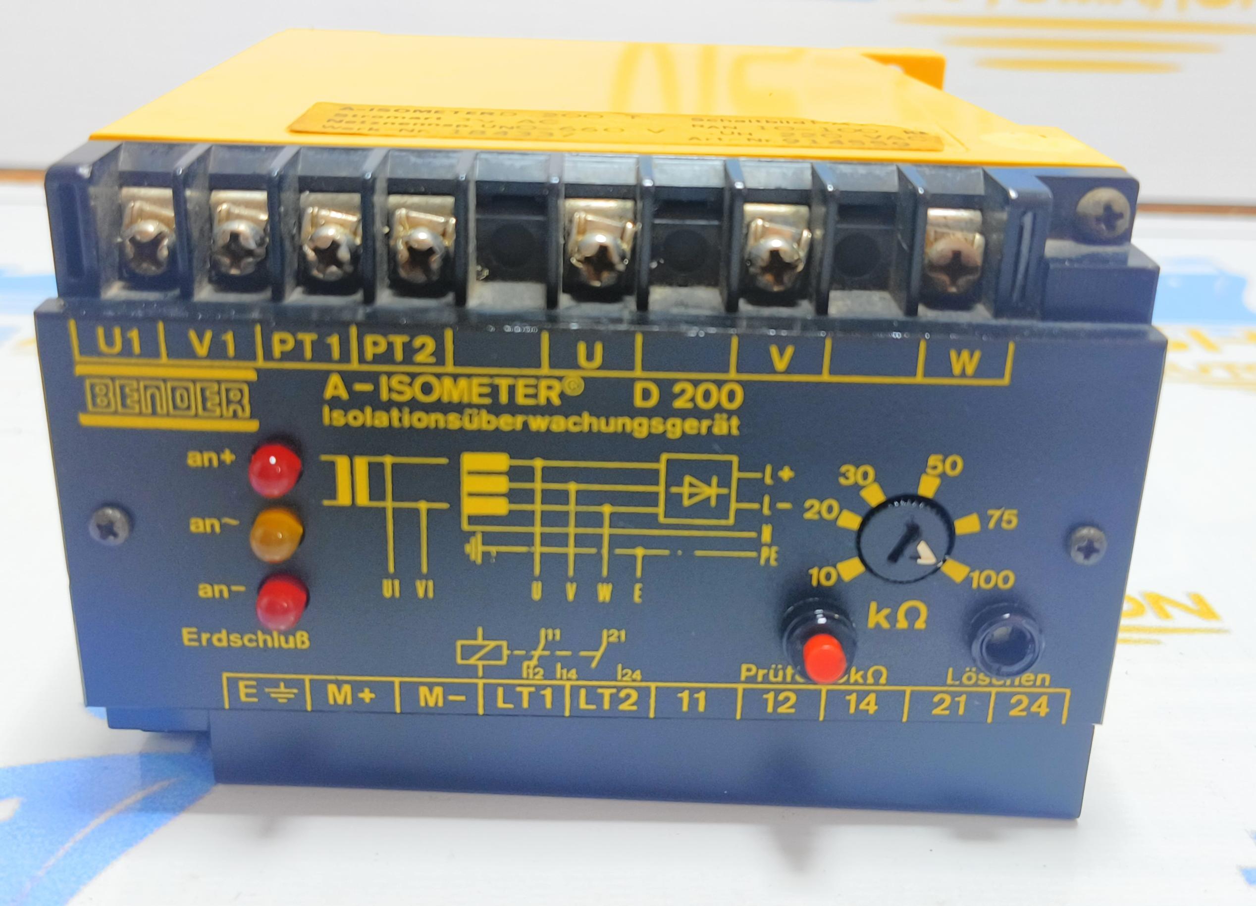 BENDER A-ISOMETER D200 Insulation Monitoring Device 0-660V, 50-400Hz WORK  NO : 184337