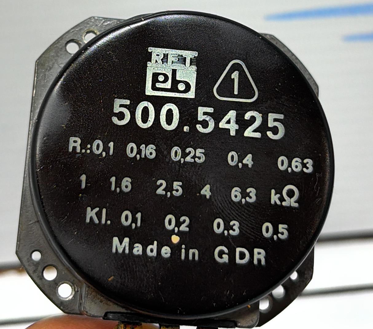 RFT 500.5425 POTENTIOMETER MADE IN GERMAN 